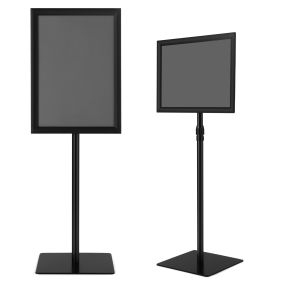 Juego de 2 Soporte de Cartel A3 Altura Ajustable Panel Giratorio 360 Base Antivuelco Marco Negro Aluminio Fácil Montaje 78 cm - 130 cm Negro