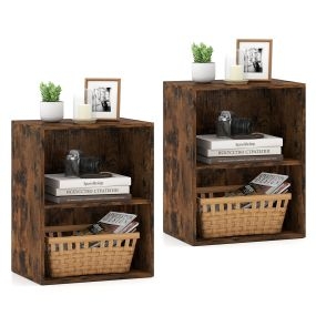 Juego de 2 Estantes de Libros de MDF con Balda Ajustable Diseño Industrial Resistente para Almacenaje Práctico 42 x 29,5 x 53,5 cm Marrón