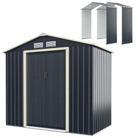 Cobertizo de Metal para Exterior con 2 Extensiones de Acero con 4 Respiraderos Puertas Correderas para Jardín Patio Granja 213cm