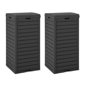 Juego de 2 cubos de basura exterior 118 L impermeables con bandeja deslizable 40 x 40 x 86 cm negro