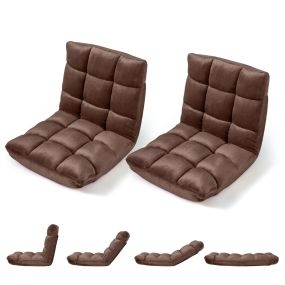 Silla de Suelo Plegable con Ángulo Ajustable Estructura de Acero Firme Resistente hasta 160 kg Tela Confortable 104 x 53 x 15 cm Marrón