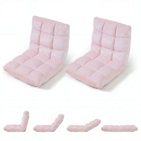 Juego de 2 Sillas de Suelo Ajustables Fácil de Almacenar Plegable con Esponja de Alta Densidad para Sala 104 x 53 x 15 cm Rosa Claro