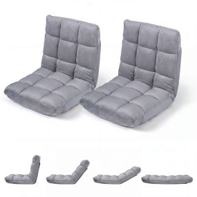 Silla de Suelo Plegable con 14 Niveles de Ajuste Fácil de Transportar Resistente hasta 160 kg Tela Suave Cómoda 104 x 53 x 15 cm Gris