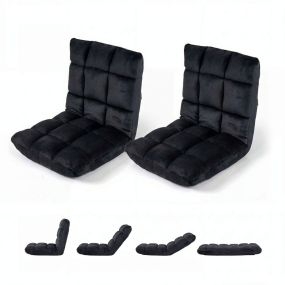 Juego de Silla de Suelo Plegable con Ángulo Variable Diseño Compacto Resistente hasta 160 kg Tela Duradera Fuerte 104 x 53 x 15 cm Negro