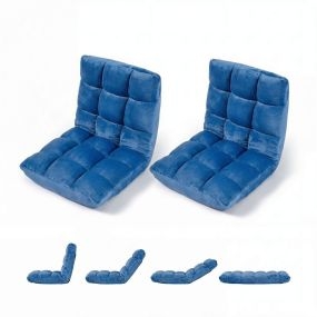 Juego de 2 Sillas de Suelo Ajustables con Estructura Sólida Plegable con Esponja de Alta Densidad para Sala 104 x 53 x 15 cm Azul