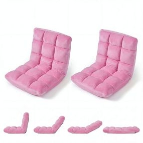 Juego de Silla de Suelo Plegable con 14 Niveles de Ajuste Diseño Ergonómico Resistente hasta 160 kg Tela Suave 104 x 53 x 15 cm Rosa