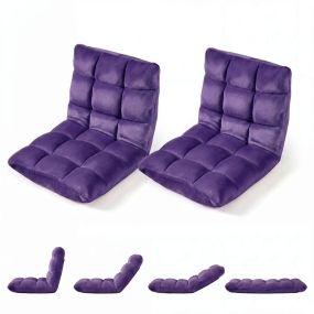 Silla de Suelo Plegable con 14 Niveles de Ajuste Esponja de Alta Densidad Resistente hasta 160 kg Tela Suave 104 x 53 x 15 cm Morado