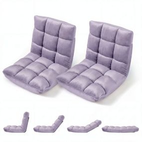 Juego de 2 Sillas de Suelo Ajustables con Gran Capacidad de Carga Plegable con Esponja de Alta Densidad para Sala 104 x 53 x 15 cm Púrpura