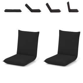 Juego de 2 Sillas Plegables con Respaldo Regulable Esponja Alta Densidad Estructura de Metal para Sala y Dormitorio 99 x 44 x 9,5 cm Negro