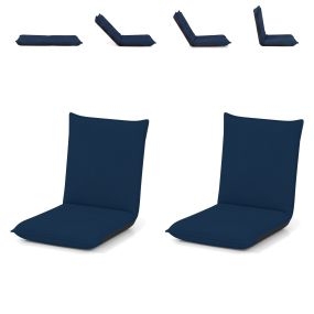 Juego de 2 Sillas Plegables con Respaldo Regulable Tejido Resistente Esponja Suave para Sala y Dormitorio 99 x 44 x 9,5 cm Azul Marino