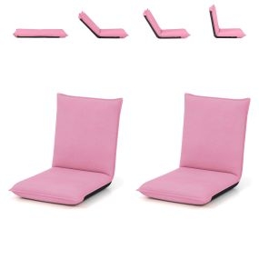Juego de 2 Sillas Plegables con Respaldo de 6 Niveles Tela Suave al Tacto Esponja Confortable para Habitación 99 x 44 x 9,5 cm Rosa