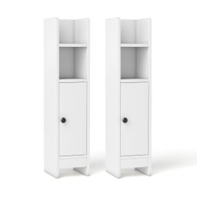 Juego de 2 armarios de baño esquineros con puerta y estantes ajustables blanco