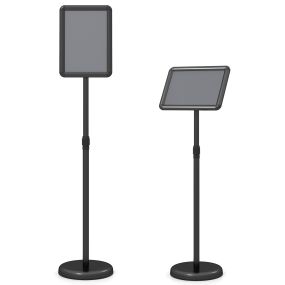Juego de 2 soportes de suelo para carteles A4 ajustables 360° base antideslizante negro