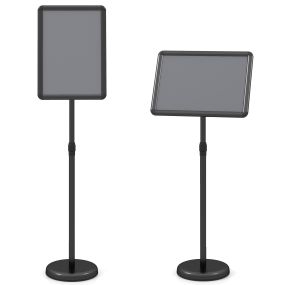 Juego de 2 soportes de suelo para carteles A3 ajustables con rotación 360° base antideslizante negra
