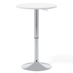 Juego de 2 Mesa de Bar Redonda Ajustable en Altura con Carga de 80 kg para Cocina y Salón 60 x 60 x 67,5-91,5 cm Blanco y Plateado