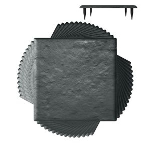 Juego de 16 Peldaños 39,5x39,5cm con Estacas de Tierra Piedras Decorativas para Pasarelas de Jardín Pavimento Exterior Césped Patio Gris