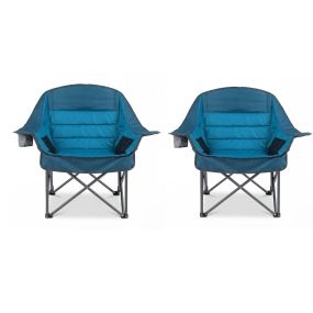 Set 2 sillas de camping plegables con portavasos y bolsillos laterales azul 104 x 72 x 93 cm