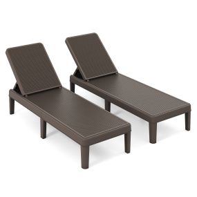 Juego de 2 Tumbonas de Mimbre Plegables con Respaldo 4 Posiciones Ajustables Patas Elevadas Carga 150kg para Terraza Patio Marrón