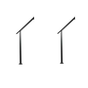 Juego de 2 pasamanos para escaleras de 3 peldaños, metal galvanizado ajustable, negro, 99 x 9 x 74 cm