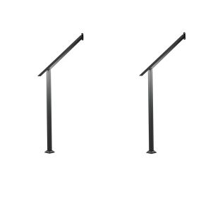 Juego de 2 pasamanos para escaleras de 4 peldaños metal galvanizado ajustable negro interior exterior 119 x 9 x 100 cm