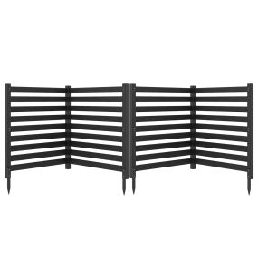 Valla de Jardín 4 Paneles Madera Abeto con Estacas y Listones Pantalla de Privacidad para Aire Acondicionado Cubo Basura 98x107cm Negro