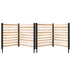 Valla de Jardín 4 Paneles Madera Abeto con Estacas y Listones Pantalla de Privacidad para Aire Acondicionado Cubo Basura 98x107cm Natural