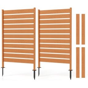 Juego de 2 vallas de ocultación de plástico HIPS marrón con estacas metálicas 93 x 63,5 x 154,5 cm