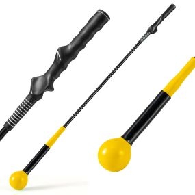 Set de 2 entrenadores de swing de golf con empuñadura ergonómica de fibra de vidrio para diestros 100 cm amarillo