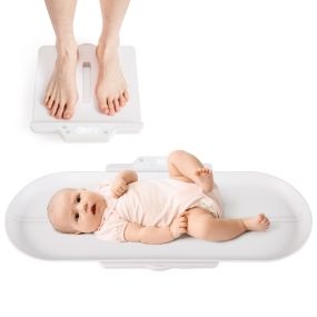 Pesabebés multifuncional con bandeja, 3 unidades de medida, pantalla inteligente, blanco