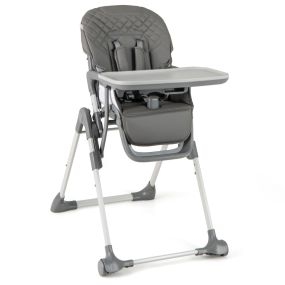 Silla alta plegable para bebés y niños pequeños, portátil, ajustable, con reposapiés y cojín PU gris