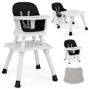 Silla alta para bebés 6 en 1 convertible con mesa y silla negro