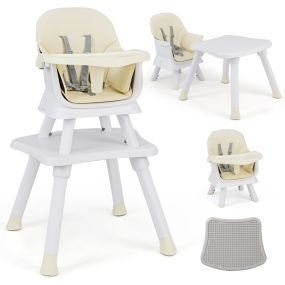 Silla alta para bebés 6 en 1 convertible con mesa y silla beige