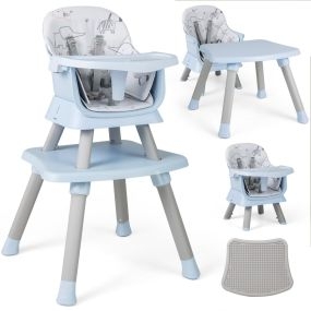 Silla alta para bebés 6 en 1 convertible con mesa y silla azul