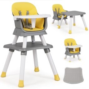 Silla alta 6 en 1 para bebés convertible con mesa y silla, amarillo