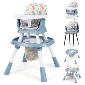 Silla alta convertible para bebé 16 en 1 con bandeja extraíble y arnés de 5 puntos azul