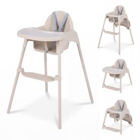 Trona convertible 4 en 1 para bebés 2 alturas bandeja doble extraíble arnés 5 puntos caqui