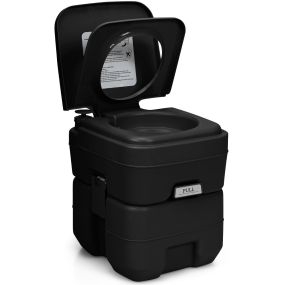 Inodoro Portátil Váter Móvil con Depósito de Residuos de 20 L Asiento Cómodo para Viaje Camping Excursiones Verde 42 x 36 x 43 cm Negro