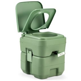 Inodoro portátil con depósito de residuos de 20 L, asiento cómodo, verde, 42 x 36 x 43 cm