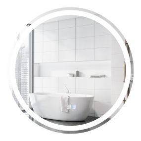 Espejo LED redondo de baño antivaho montado en pared con temperatura de color ajustable 60 x 60 cm