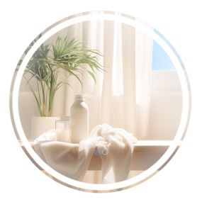 Espejo LED redondo para baño 60 x 60 cm con luz regulable, táctil, antivaho y memoria