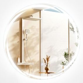 Espejo LED redondo para baño 60 x 60 cm con luz regulable 3 colores, táctil, antivaho y memoria