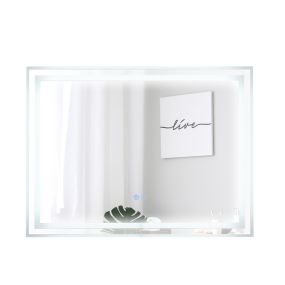 Espejo de baño LED rectangular 80 x 60 cm con luz regulable 3 colores, táctil, antivaho y memoria