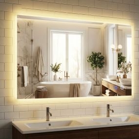 Espejo LED para Baño 70 x 120cm Espejo Rectangular de Pared con Antivaho Memoria 3 Colores de Luz Control Táctil