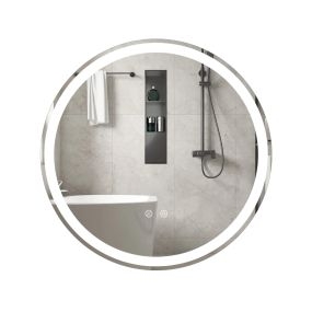 Espejo redondo LED de 60 cm para baño con brillo ajustable y control táctil