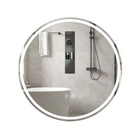 Espejo redondo LED de 80 cm para baño con brillo ajustable y control táctil