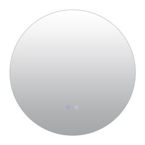 Espejo redondo LED de 60 cm para baño montado en pared con brillo ajustable y control táctil