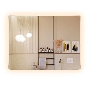 Espejo LED 80x60 cm para baño con luz antivaho y 3 colores regulables plata