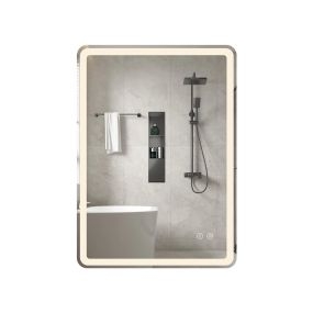 Espejo LED 70x50 cm con luces 3 colores antivaho y luz regulable plata