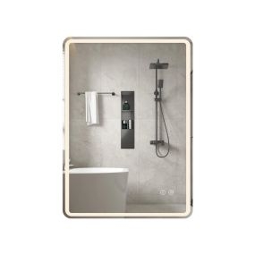 Espejo LED 80x60 cm con luces 3 colores antivaho y luz regulable plata