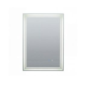 Espejo LED de baño 70x50 cm antivaho con memoria, 3 luces y control táctil plata